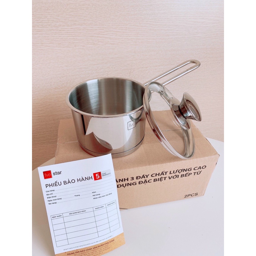 [ BẢO HÀNH 5 NĂM] Nồi/Quánh Chống Dính Nấu Cháo Bột 3 Đáy Từ Inox 430 Fivestar (12cm/14cm) Babibu