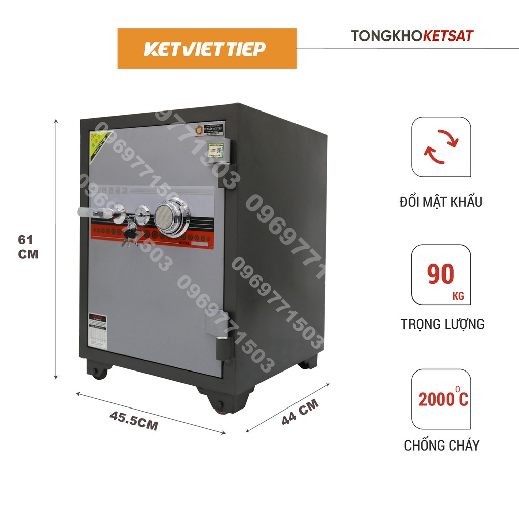 Két Sắt Việt Tiệp KV455 Khóa Cơ Đổi Mã Chống Cháy Cao Cấp Cho Gia Đình, Văn Phòng Công Ty, Khách Sạn,...Két sắt Khóa Cơ