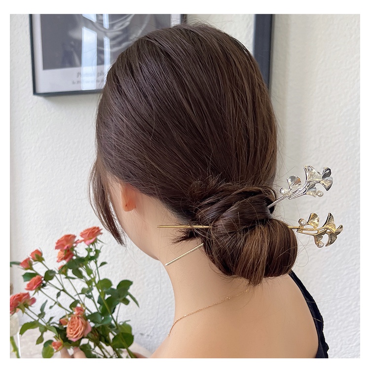 Kẹp Tóc Kim Loại Mạ Vàng / Bạc Phong Cách Trung Hoa