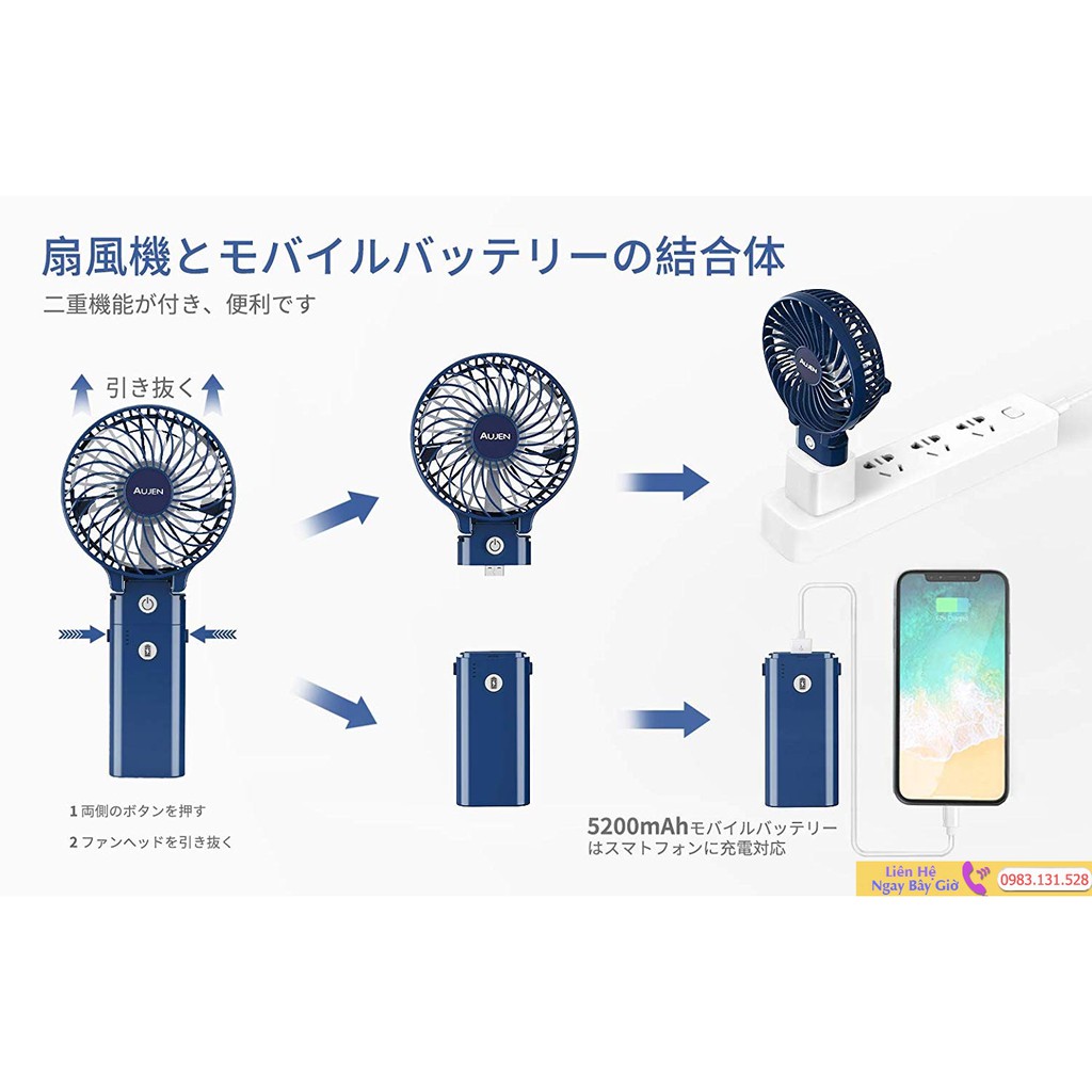 Quạt Điều Hòa Mini Cầm Tay Sạc Điện USB Nội Địa Nhật Thổi Bay Cái Nóng Ngày Hè
