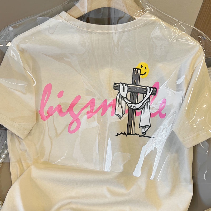 Áo Thun Ngắn Tay Dáng Rộng Thiết Kế Dễ Thương Giản Dị Dễ Phối Đồ Dành Cho Nữ Sinh