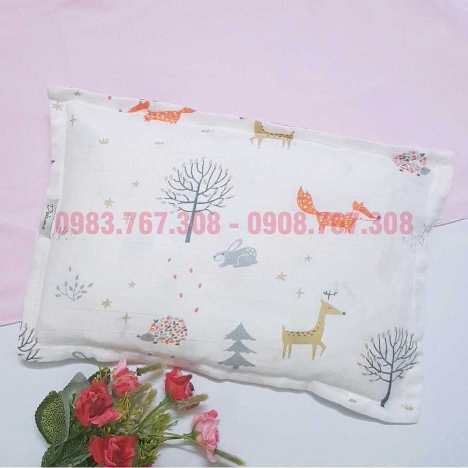 Gối Xô Sơ Sinh Dokma Cho Bé, Ruột Bằng Bông Tự Nhiên - KT26x36cm - 8936090721629