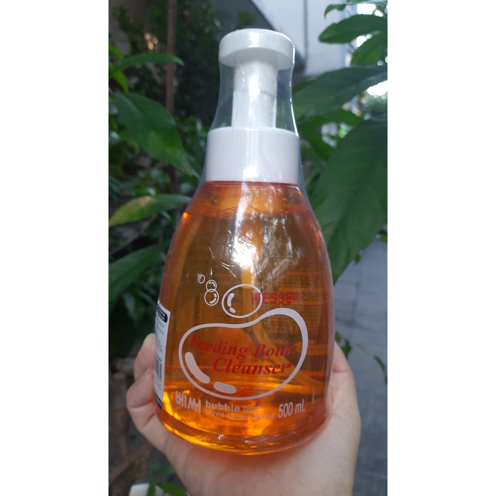 Nước Rửa Bình Sữa Kháng Khuẩn 500ML + Dụng cụ vệ sinh cọ rửa bình sữa 360 độ Wesser