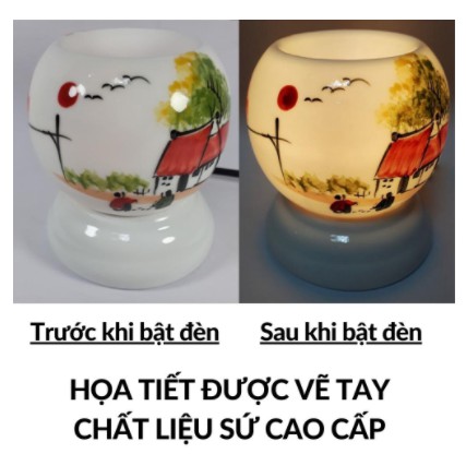 Đèn xông tinh dầu gốm bát tràng đuổi muỗi (Bán Kèm Tinh Dầu)