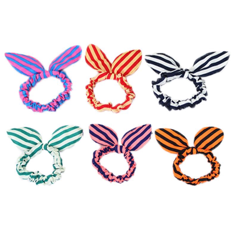 Thun Cột Tóc Co Giãn Hình Tai Thỏ Nhiều Màu