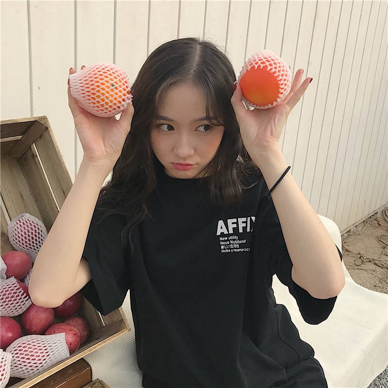 Áo phông rộng cổ tròn tay lưng phong cách Hàn Quốc thời trang