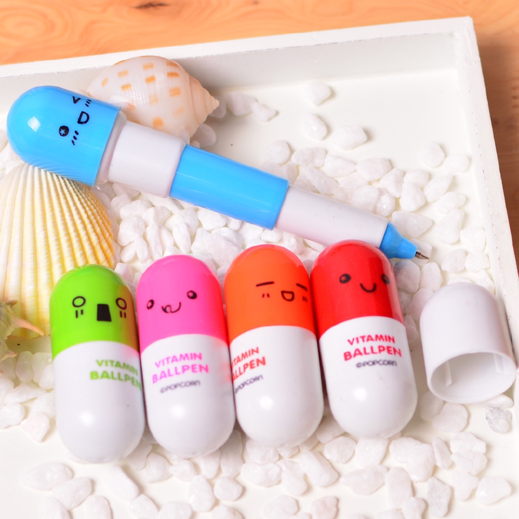 1 Bút Bi Hình Viên Thuốc Hoạt Hình Đáng Yêu