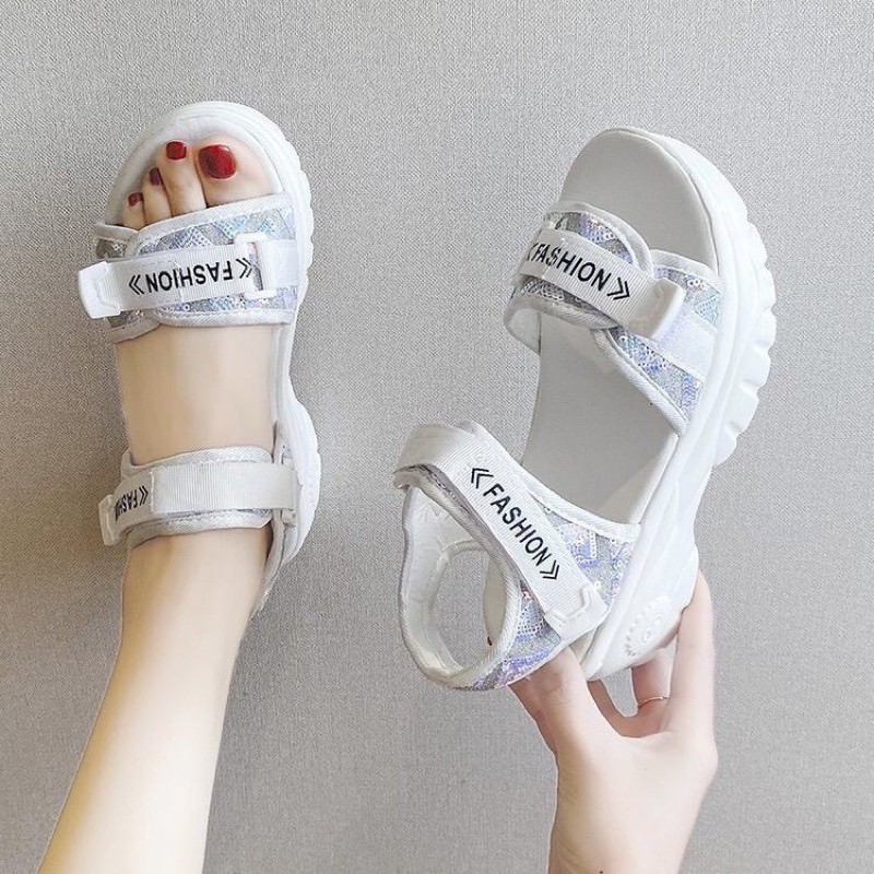 [Video] Sandal Nữ Độn đế ❤️FREESHIP❤️ Dép Quai Hậu Nữ 2 Quai Kim tuyến Fasion Siêu Hot