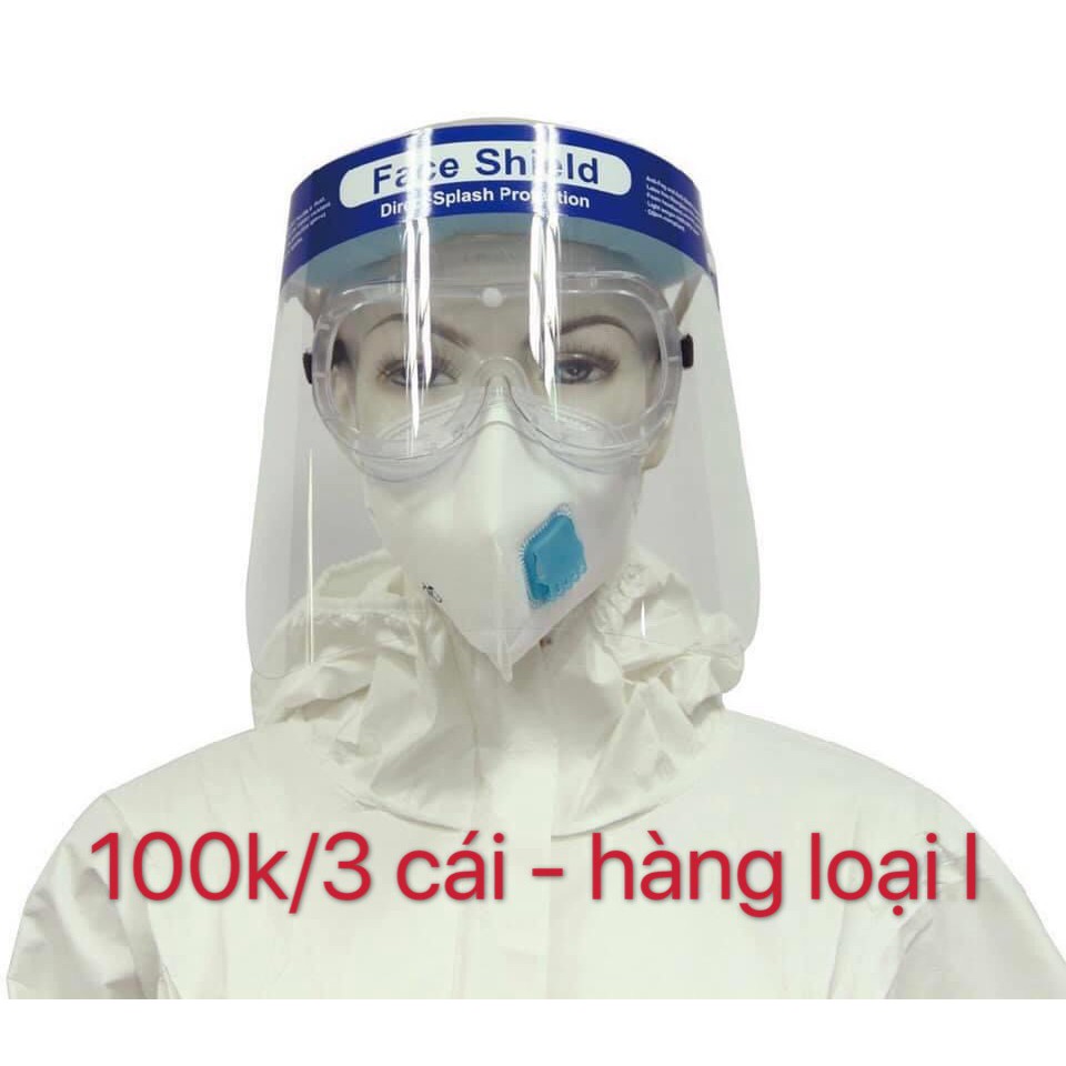 Kính Kiếng chắn giọt bắn chống bụi face shield hàng cao cấp - mặt gương trong suốt