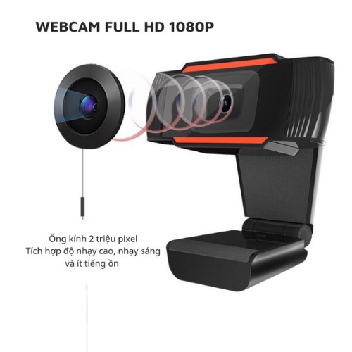 Webcam máy tính FULL HD 1080P có mic, Web camera laptop full box siêu nét hỗ trợ livestream, học trực tuyến