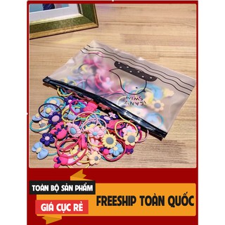 Sét dây buộc tóc siêu xinh bé gái đựng túi zip sịn sò