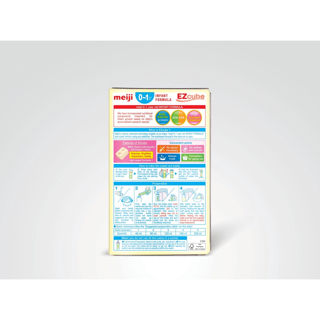 Combo 2 hộp Sữa dạng thanh Meiji Infant Formula EZcube- Nhập khẩu chính hãng (432g)