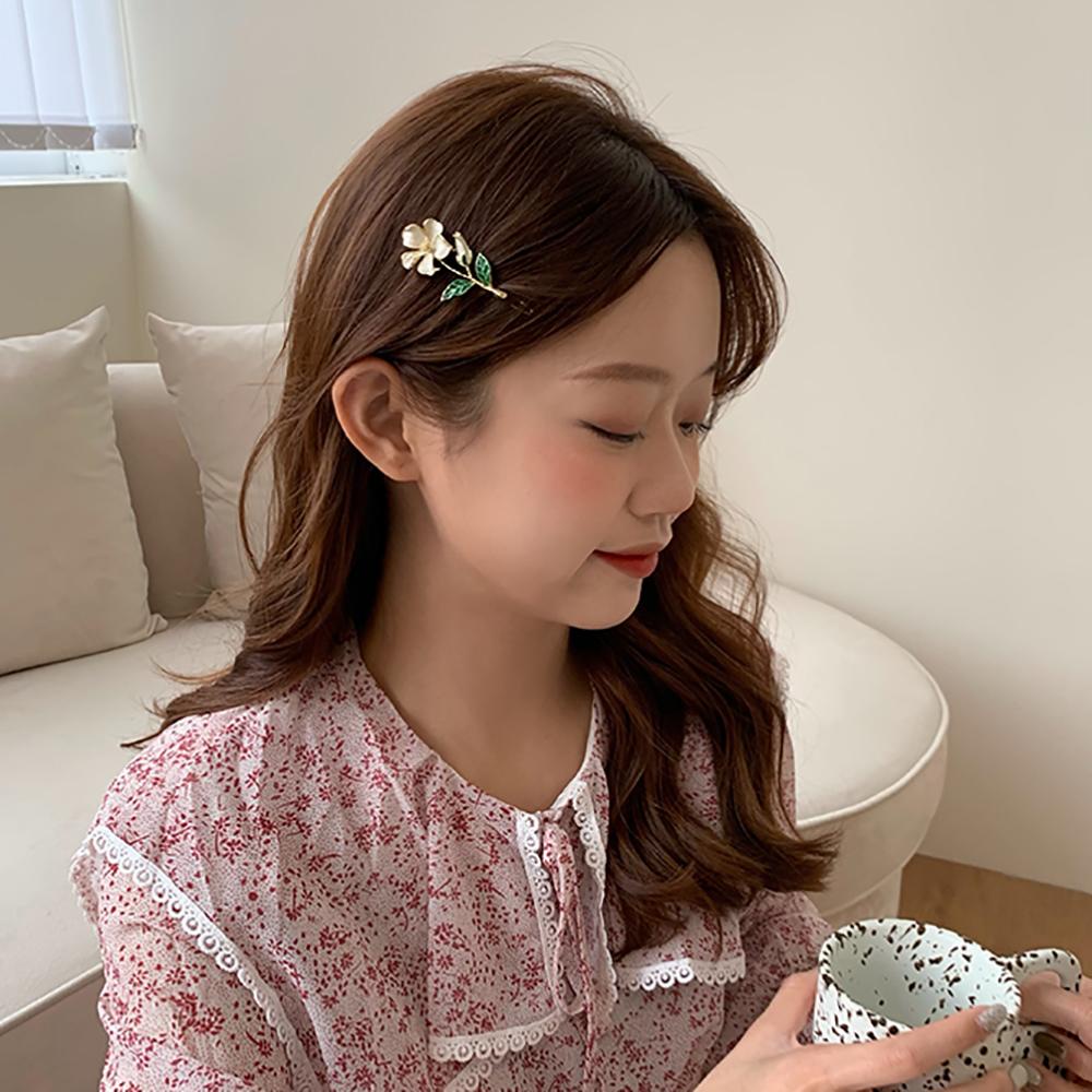 Kẹp Tóc Kim Loại Hình Giọt Nước Đính Hoa Lê Dễ Thương VANES1