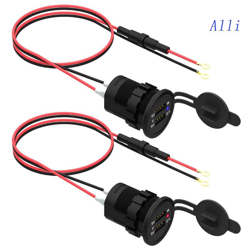 Ổ Cắm Sạc Hai Cổng USB 12V Chống Thấm Nước Gắn Tay Lái Xe Máy