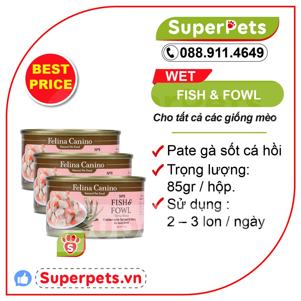 [ 85g ] Pate Felina Canino cho mèo Vị Gà sốt Cá Hồi