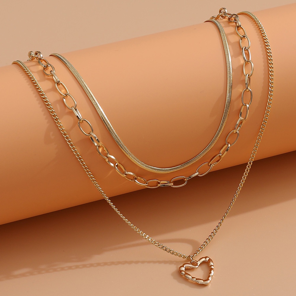 Dây Chuyền Nhiều Lớp Hình Chìa Khóa Trái Tim Màu Sắc Đơn Giản Thời Trang