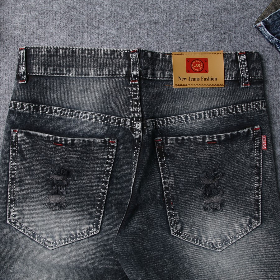 Quần short jean nam đen bạc rách đẹp TS415 Tronshop