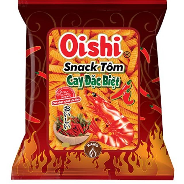 Bánh Snack Tôm cay Oishi gói 42g vị Tôm cay / Tôm cay đặc biệt / Tôm cay muối ớt xanh