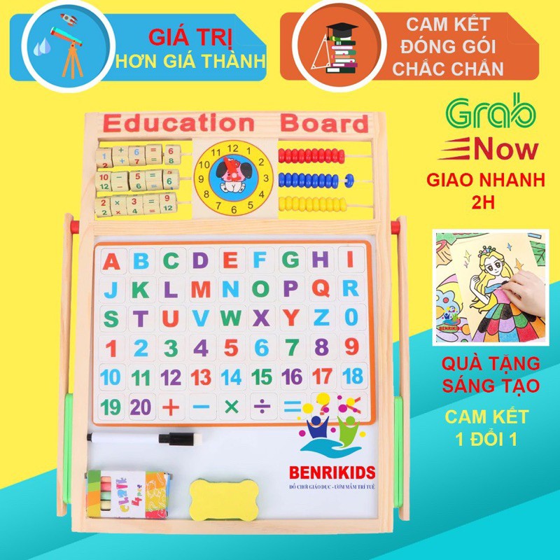 Bảng gỗ từ tính 2 mặt tặng kèm bộ chữ số