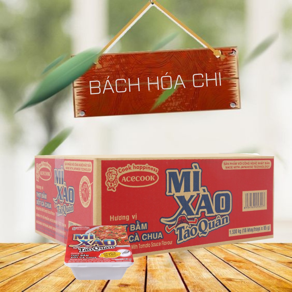 Thùng 18 Khay lớn mì xào Táo Quân Thịt bằm sốt cà khay 85g