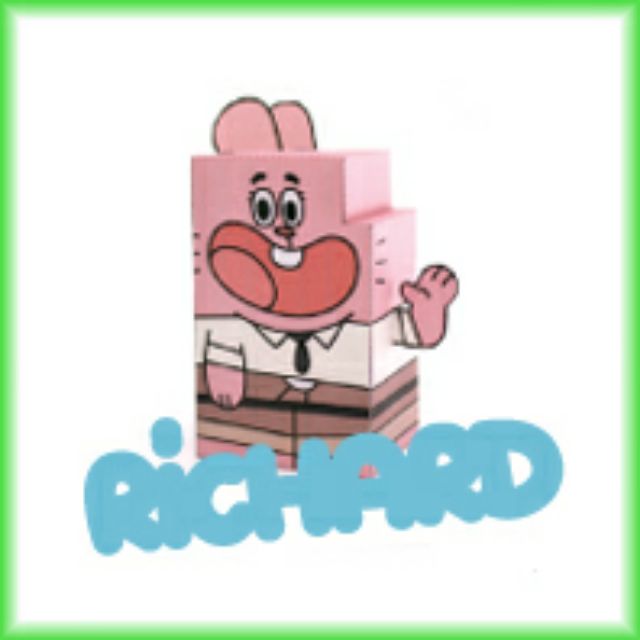 Mô hình giấy cartoonGumball,Anais,Richard,Nicole,Darwin.