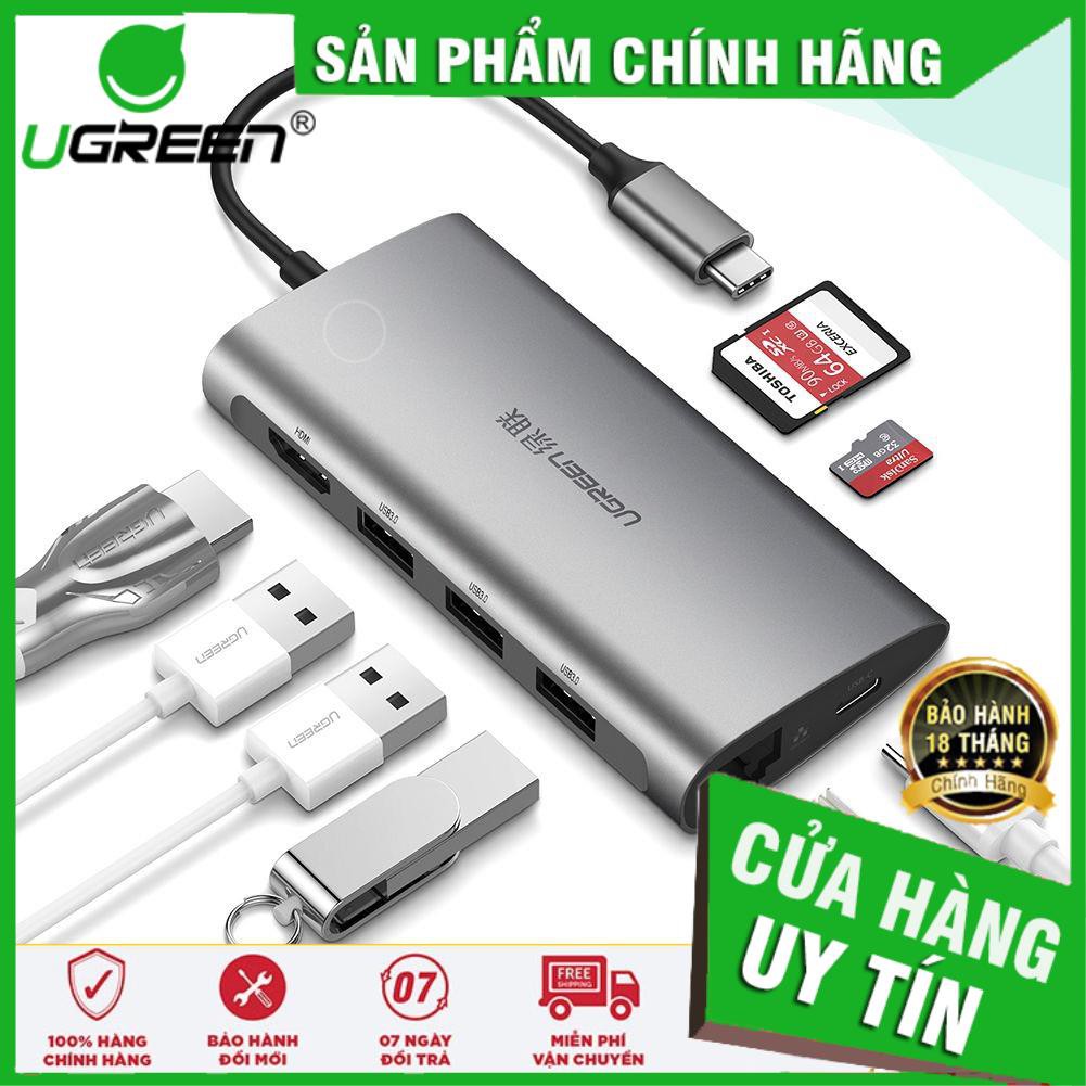 Cáp Chuyển USB Type C Sang 3*USB 3.0+HDMI+RJ45+SD&TF Ugreen (50538) [FREE SHIP] ✔HÀNG CHÍNH HÃNG ✔