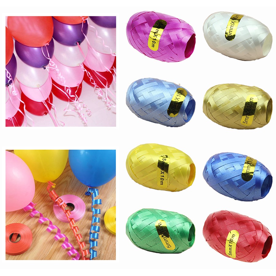 Cuộn dây ruy băng trang trí bong bóng 5mm dài 10m với 12 màu tuỳ chọn