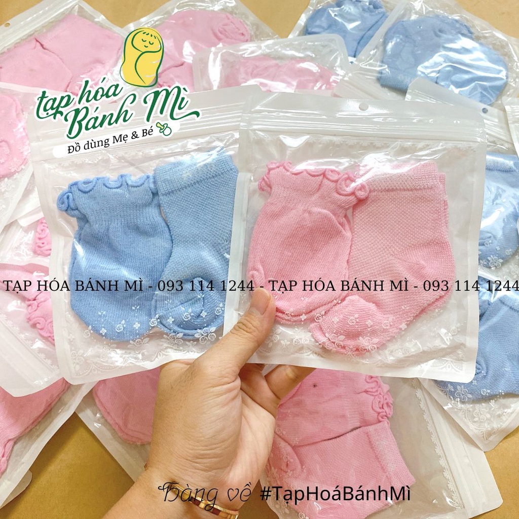 Set bao tay chân viền bèo Aiko cho bé sơ sinh