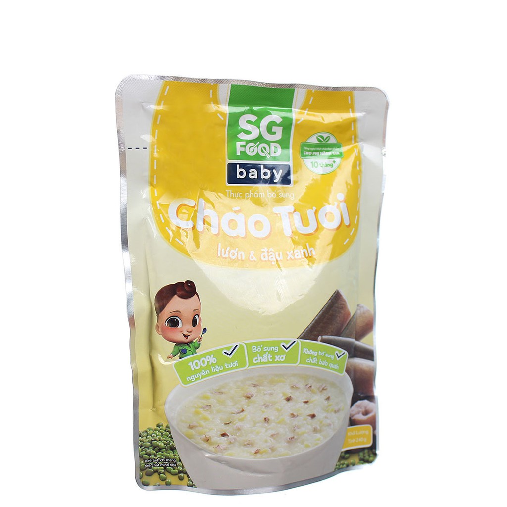 [CHÍNH HÃNG] Cháo Tươi SG Food Baby Lươn & Đậu Xanh Gói 240g (Tươi ngon như mẹ nấu)