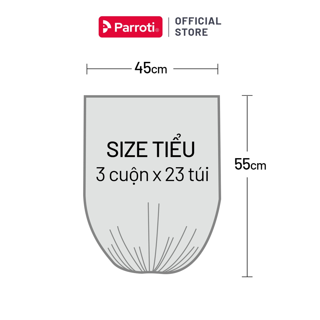 Túi rác tự phân hủy sinh học Parroti Envi - 1kg/3cuộn - màu đen - phù hợp với thùng rác Parroti Bin