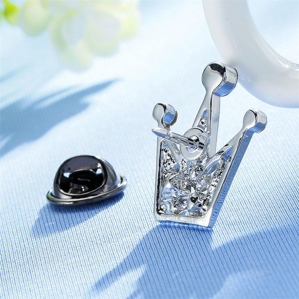 Ghim cài áo hinh vương miện có đính đá lấp lánh cho nam và nữ