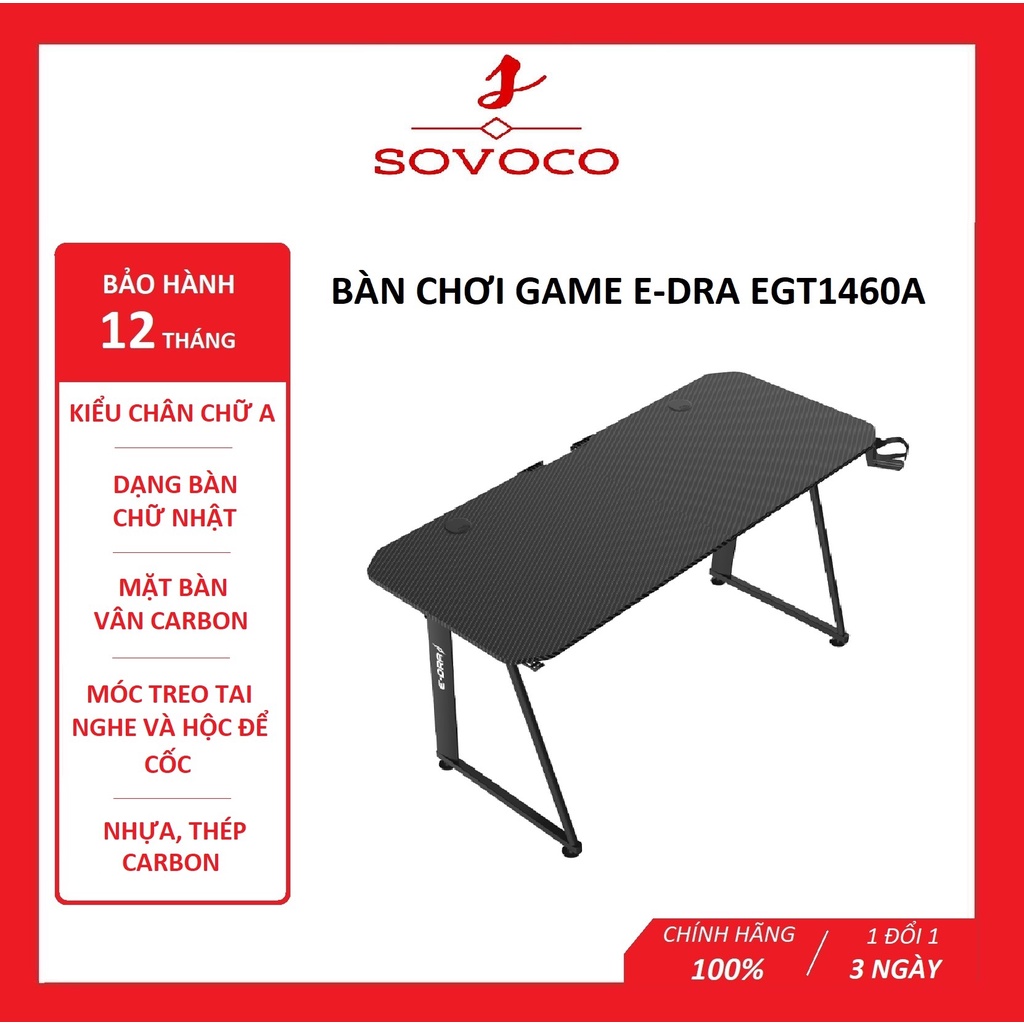 Bàn gaming Edra EGT1460A, bàn chơi game chính hãng bảo hành 12 tháng