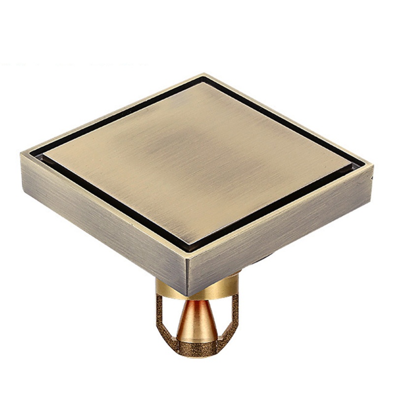 Nắp Chặn Cống Thoát Nước Sàn Nhà Tắm Bằng Đồng Thau Hình Vuông Chống Nghẹt