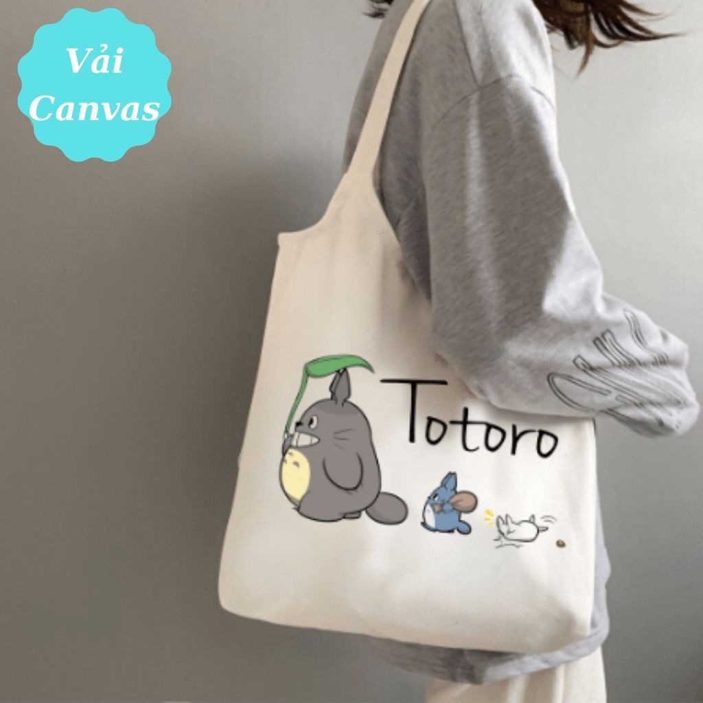 Túi tote vải canvas cute đựng đồ đi học mềm đẹp giá rẻ thời trang TX11