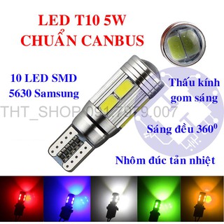Đèn LED T10 5W Canbus siêu sáng dành cho xe ô tô và xe gắn máy nhiều màu sắc