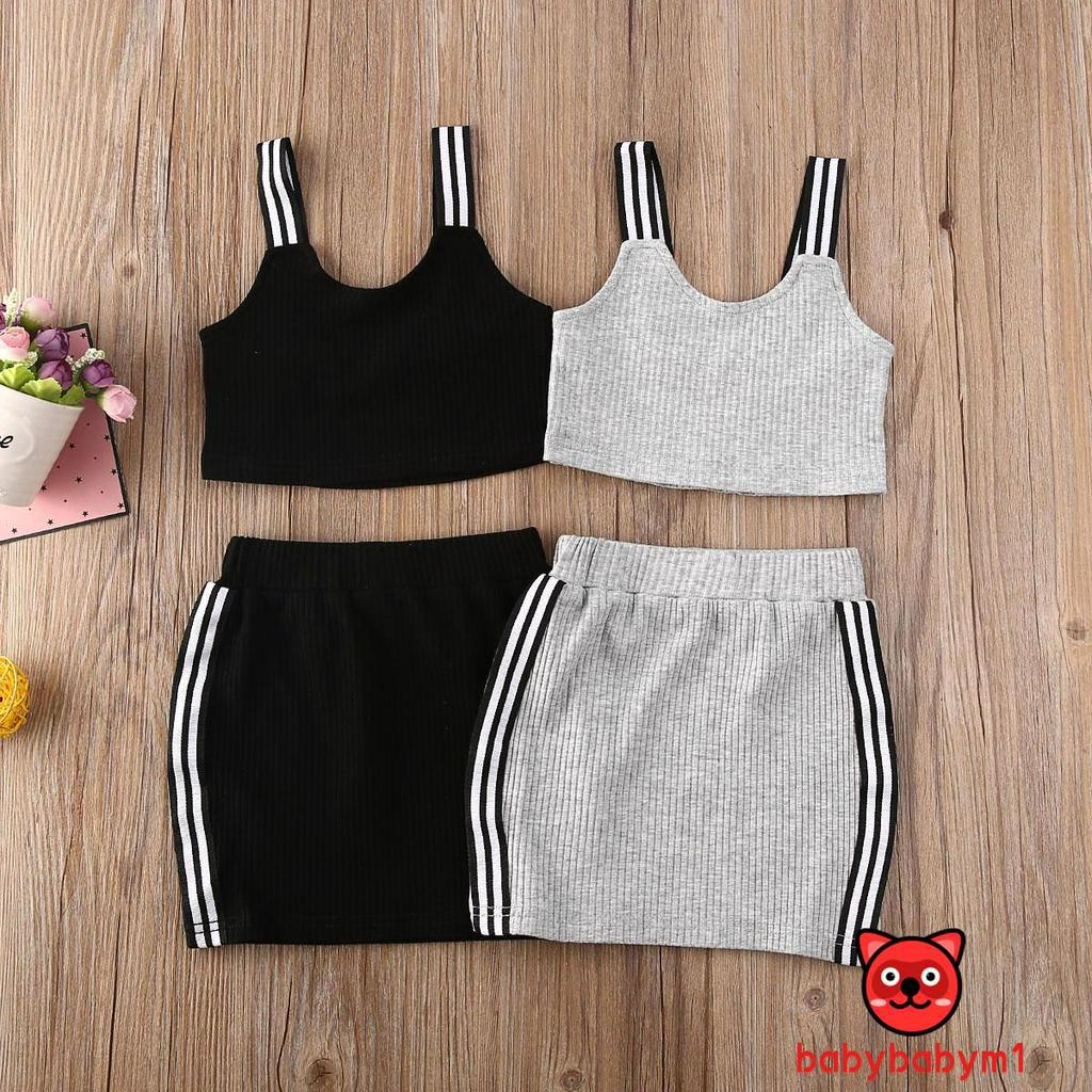 Bộ Áo Sát Nách + Chân Váy Ôm Mùa Hè Cho Bé Gái Từ 1-5 Tuổi