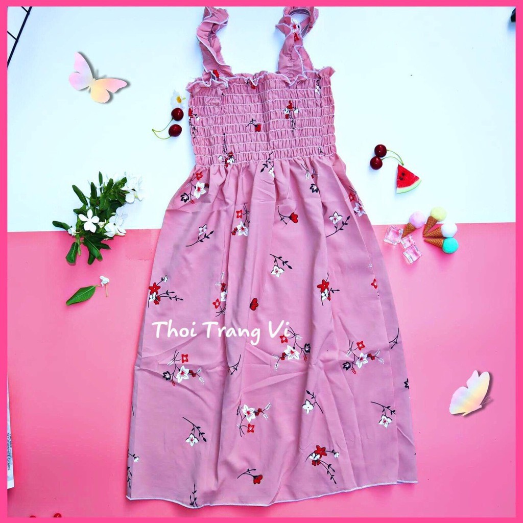 Đầm 2 Dây Hoa Nhúng Thun Co Dãn Thoãi Mái | BigBuy360 - bigbuy360.vn