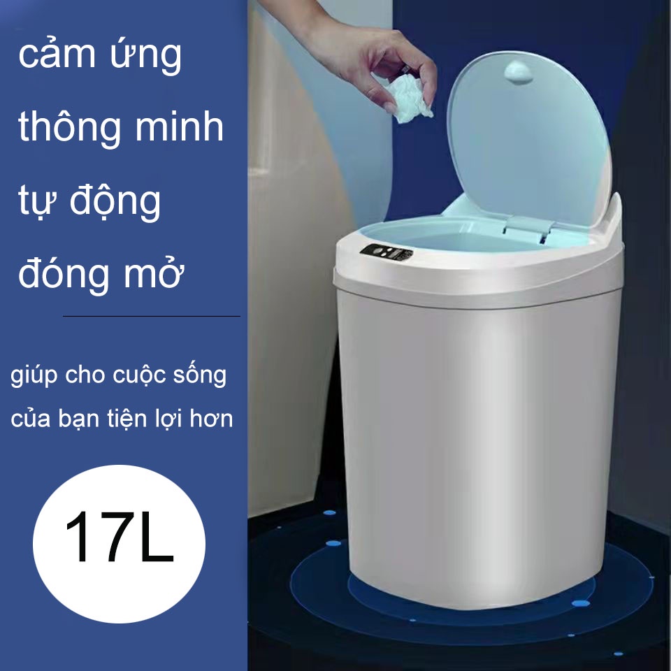 [CAO CẤP] Thùng Rác Cảm Ứng Thông Minh Tự Động Đóng Mở Siêu Nhạy Sạc USB Thể Tích 17L hình tai mèo,3 cách mở thùng rác