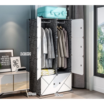 Tủ Nhựa Ghép Đa Năng - Màu Nhựa Đen Cửa Trắng Kẻ - Mẫu Mới Nhất Tại Shop - Nhiều Kích Thước