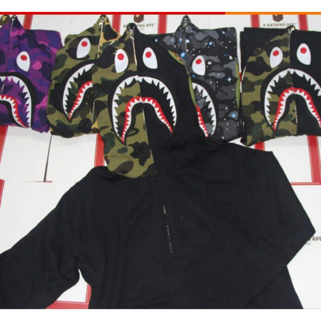 ⚡️HOT SALE⚡️(Hàng Đắt Rep 1:1) Khoác Bape Bape Cá Mập Full Zip mix Camo (AKH11C)