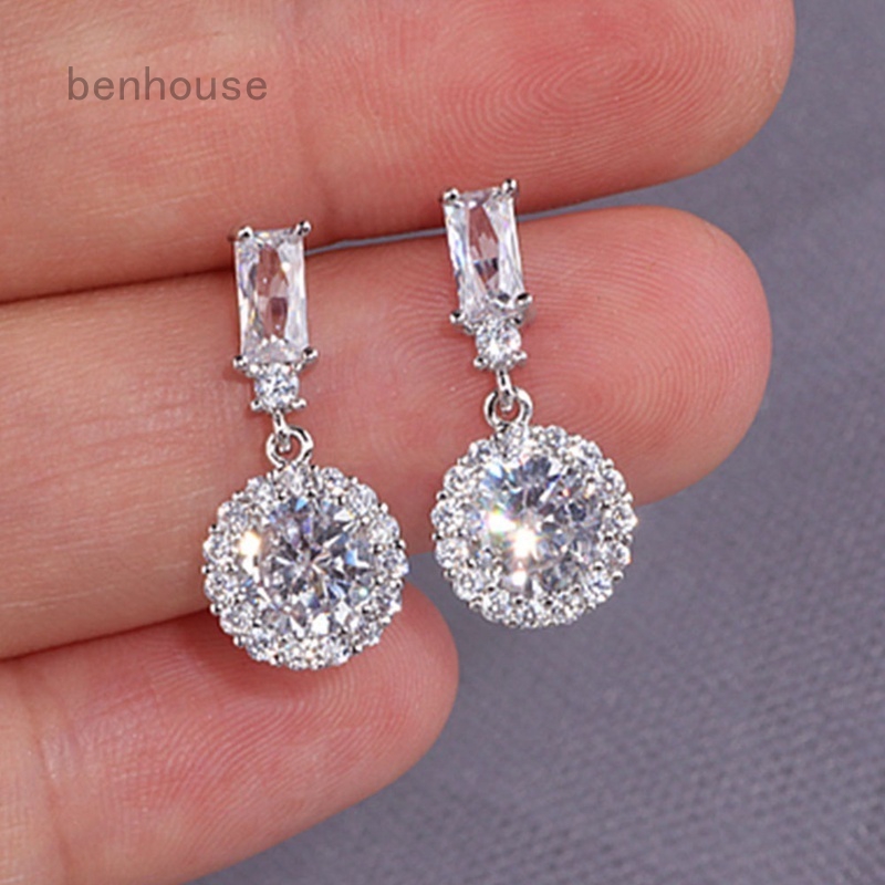 Khuyên Tai Tròn Mạ Bạc 925 Đính Đá Sang Trọng