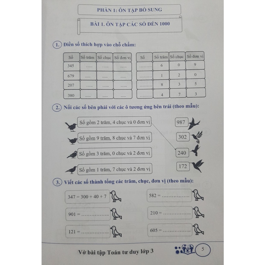 Sách - Vở bài tập Toán tư duy lớp 3 (Biên soạn theo chương trình SGK mới)