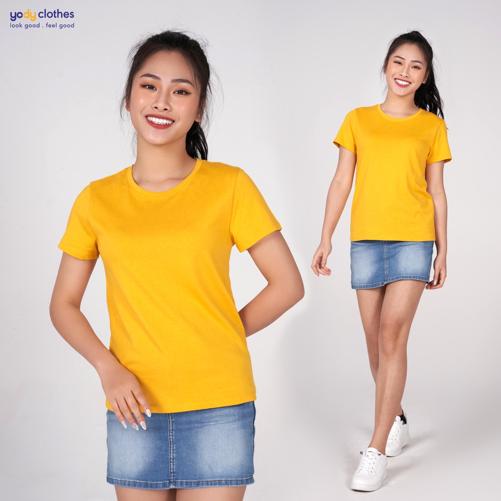 Áo thun nữ YODY Cotton Compact  dáng suông, đơn giản basic vải cotton mát mẻ TSN5346