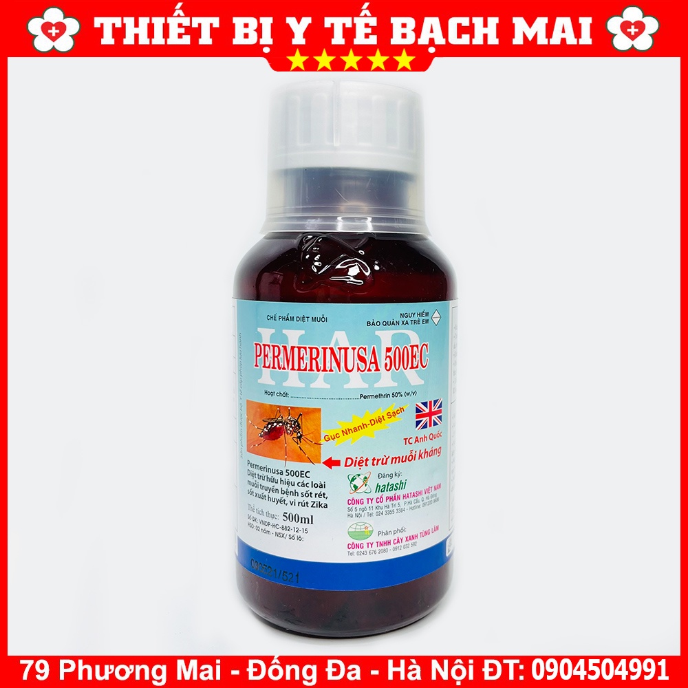 Thuốc Diệt Muỗi PermerinUSA 500EC Chai 500ml - Diệt Trừ Muỗi Truyền Bệnh Sốt Rét, Sốt Xuất Huyết, Vi Rút Zika