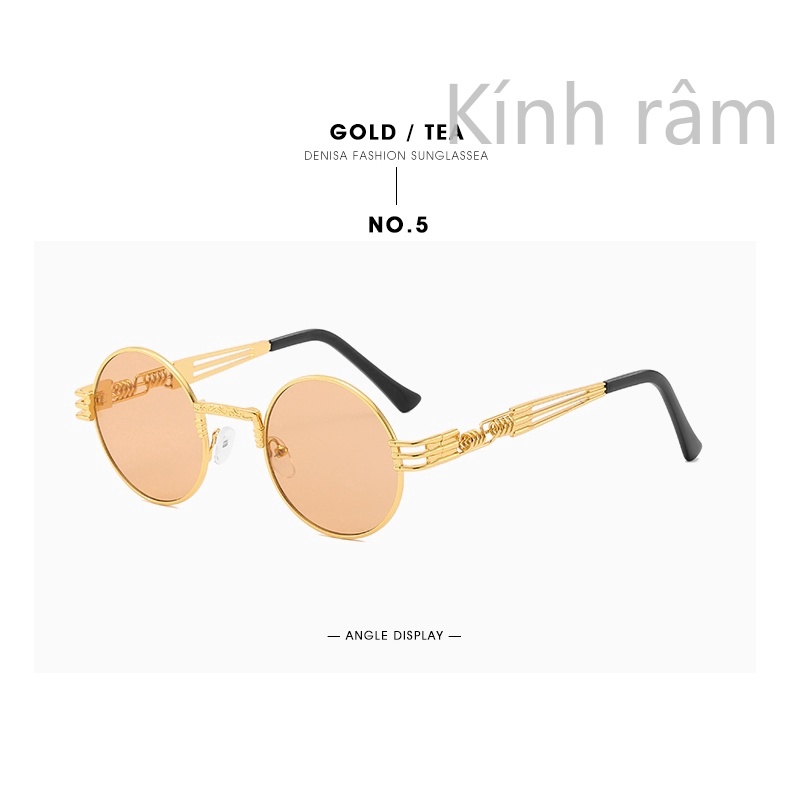 Kính mát gọng kim loại tròn chống nắng UV400 cho nam