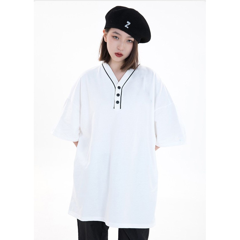 (THIẾT KẾ CHẤT LƯỢNG) ÁO THUN CỔ V BASIC NĂNG ĐỘNG UNISEX FORM RỘNG | BigBuy360 - bigbuy360.vn