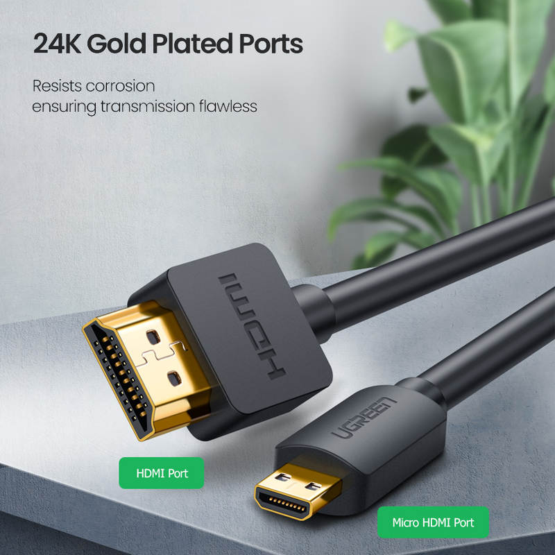 Ugreen Dây Cáp Chuyển Đổi Micro Hdmi 4k / 60hz 3d Sang Hdmi Cho Máy Chiếu Gopro Sony 1m 1.5m Mini Hdmi