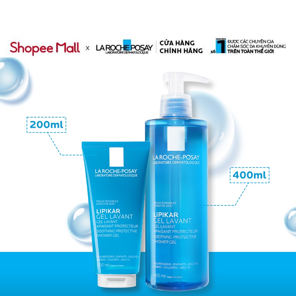 Gel tắm làm sạch làm dịu và bảo vệ da nhạy cảm La Roche Posay Lipikar Shower Gel 400ml