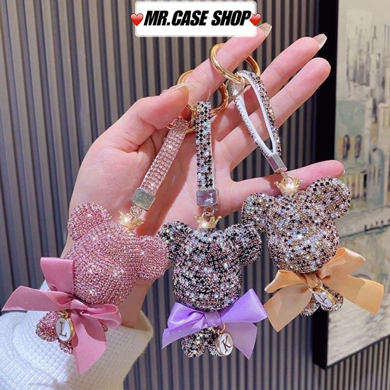 [Mẫu Mới] Móc Khoá Đính Đá Nhân Tạo Hình Gấu Nơ Bự Siêu Lấp Lánh Thời Thượng - Mr.Case