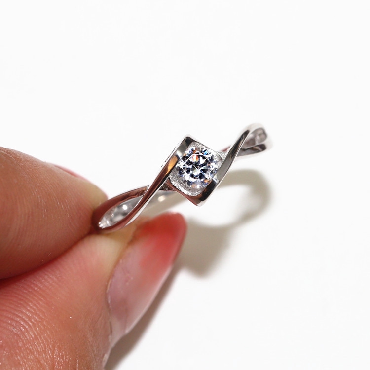 Nhẫn dành cho đám cưới mạ bạc S925 với đá Zircon